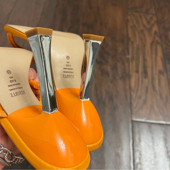 SCHUTZ 'AGATHA' Bright Tangerine Leather - Square Toe - Picture 9 of 10